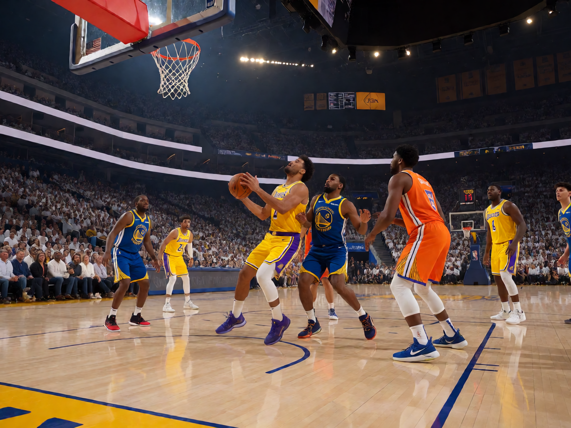 NBA季后赛湖人对阵勇士比赛现场